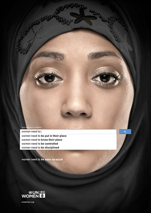 حملة اعلانية مبتكرة تستخدم الاكمال التلقائي في بحث قوقل لإظهار ابرز قضايا التمييز ضد المرأة